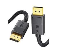 Silkland 16K Cable DP 2.1 5m 4K@240Hz 8K@144Hz, Trenzado DisplayPort 2.1 | HDR, G-Sync FreeSync, 32-bit Audio, HDCP, 54Gbps Cable DisplayPort con cierre para Gaming-PC, Monitor, Tarjetas Gráficas 4090