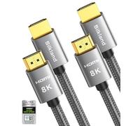 Silkland 8K Cable HDMI 2.1 1m 4K@240Hz, eARC/ARC, 48Gbps Ultra High Speed | HDR10+, Trenzado, VRR HDCP, Pack de 2, Certificación HDMI 2.1 para TV, monitor, proyector, PC, portátil, PS5, barra de sonido