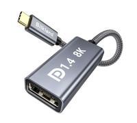 Silkland Adaptador USB C a DisplayPort 1.4, DP 1.4 [8K@60Hz, 4K@144Hz/120Hz, 2K@240Hz, 32.4Gbps] Adaptador 8K Thunderbolt 4/3 a DisplayPort 1.4 para MacBook Pro 2021, Mac Mini M1, iPad Pro, XPS 15/13