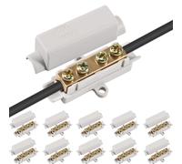 Silkwish 10 conectores de alambre de latón con tornillos dobles, bloque de sujeción de alambre de choque, 1000 V, 100 A, adecuado para cables de 2,5 a 16 mm², conector de cable de alto rendimiento con