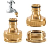 Silkwish 2 conectores de grifo de latón - 1 pulgada y 3/4 pulgadas 2 en 1 rosca interior para conexión de manguera de jardín - IG 1" a 3/4" acoplamiento rápido para sistema de acoplamiento Gardena