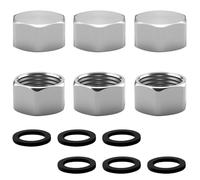 Silkwish 6 tapones ciegos de 1/2 pulgadas - Tapa de cierre de acero inoxidable G1/2" rosca interior con juntas de goma - Tapa hexagonal para manguera de agua, gas caravana, jardín