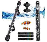 Silkwish Calefacción para acuario, 200 W, 200 L, temperatura ajustable, con ventosas, calentador de acuario con 3 pegatinas termómetros