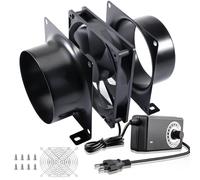 Silkwish Ventilador de tubo de 100 mm con regulador de velocidad - Ventilador de tubo regulable - Ventilador axial con enchufe de la UE, adaptador de canal, redes para carpa de cultivo, invernadero