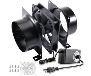 Silkwish Ventilador de tubo de 100 mm con regulador de velocidad - Ventilador de tubo regulable - Ventilador axial con enchufe de la UE, adaptador de canal, redes para carpa de cultivo, invernadero