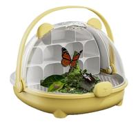 Silkworm Transport Container, Portable Transparent Feeding Box with Handle, Observe Habitat Cage Enclosure, Sturdy Carrier Pet House for Silkworm, 21x20x17cm