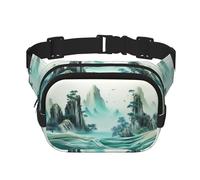 Silky Landscape Fitness - Riñonera de viaje de moda e informal, riñonera cuadrada de doble capa, color negro, talla única, Negro, One Size