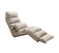 Silla acolchada de suelo Individual Tumbona plegable con reposapiés Multi-Nivel de ajuste Silla perezosa del sofá del piso con respaldo desmontable y lavable for sillas de meditación ( Color : Khaki )