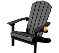 Silla Adirondack al aire libre para el jardín: Confort Respaldo ergonómico HIPS Sillas duraderas con soporte para bebidas - Sillas Adirondack para todo clima para terraza/hoguera/camping/piscina/banco