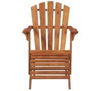 Silla Adirondack de acacia maciza con reposapiés para jardín | Madera dura duradera, acabado engrasado natural, fácil montaje, comodidad ergonómica, uso al aire libre