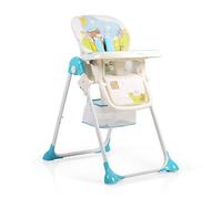 Silla alta Hunny plegable, cinturón de seguridad de 5 puntos, mesa de dos piezas, cesta de almacenamiento, color:azul