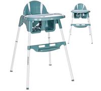 Silla alta Lorelli Amaro mesa de comedor doble, hueco para tazas, reposapiés, cinturón, color:azul