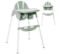 Silla alta Lorelli Amaro mesa de comedor doble, hueco para tazas, reposapiés, cinturón, color:verde oscuro