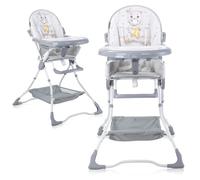 Silla alta Lorelli para niños con hueco para taza de caramelo, plegable, mesa doble, cesta, color:gris beige
