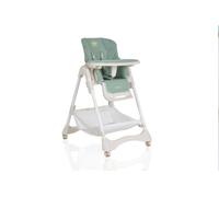 Silla alta Moni Chocolate regulable en altura, plegable, con respaldo de mesa y reposapiés, color:turquesa