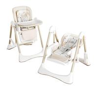 Silla Alta para Bebé,5 opciones de altura,3 posiciones reclinables,2 bandejas extraíbles, Plegable compacto,Función de Balanceo & Columpio(Blanco)