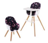 Silla alta para bebé evolutiva 2 en 1, desde 6 meses hasta 5 años, cojín reversible, bandeja ajustable, reposapiés, asiento y silla infantil, diseño moderno de madera (Chasie 3)