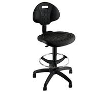 Silla alta técnica ESOS E2 negra de poliuretano con reposapiés y ruedas