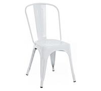 CLP Silla Apilable de Metal con Respaldo Benedikt, Silla Bistró para Hostelería y Cocina, Diseño Robusto y Resistente hasta 200 kg | Color Blanco