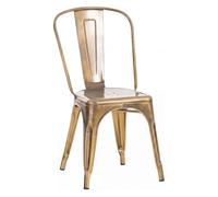 CLP Silla Apilable de Metal con Respaldo Benedikt, Silla Bistró para Hostelería y Cocina, Diseño Robusto y Resistente hasta 200 kg Color:Oro