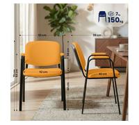 CLP Silla Apilable Ken Pro Acolchada con Reposabrazos, Silla de Conferencia de Tela Apilable, Estructura Metalica Negra Resistente hasta 150 kg, Color:Naranja