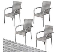 Silla apilable de poliratán Comfort juego de 4 gris