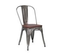 Silla apilable industrial de acero y madera 7house