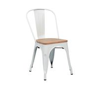 7house Silla Apilable Industrial de Acero y Madera 45x45x85cm 7house