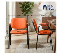 Silla apilable ken pro de polipiel simil cuero naranja 55x53x79 cm