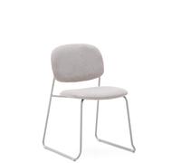 Silla apilable Meli en chenilla beige y patas de metal beige FSC Mix Crédito