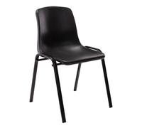 CLP Silla Apilable Nowra I Butaca De Salón con Base De Metal I Silla De Cocina En Polipropileno, Color:Negro