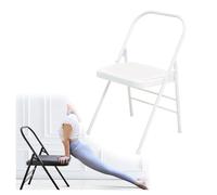 Silla auxiliar de yoga plegable de 18 pulgadas, taburete para el hogar, silla de yoga para principiantes, silla de inversión de equilibrio con pies antideslizantes (blanco)