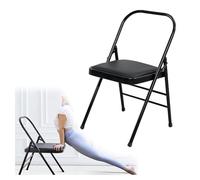 Silla auxiliar de yoga plegable de 18 pulgadas, taburete para el hogar, silla de yoga para principiantes, silla de inversión de equilibrio con pies antideslizantes (negro)