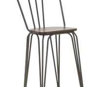 Mauro Ferretti Juego de 2 sillas de bar en metal y madera marrón cm 54x45x102