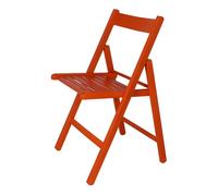 Silla bas en madera de haya, acabado en naranja, 43x47x79 cm