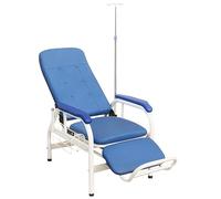 Silla Blood Draw con marco de acero resistente, reclinable con almacenamiento lateral para laboratorios y áreas de recepción