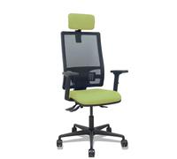 Silla Bormate asincro malla negra asiento bali verde oliva brazos 2D ruedas 65mm cabecero regulable