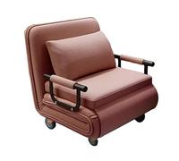 Silla Cama Extensible Sofá Cama Ajustable 6 Posiciones Ruedas con Freno Sin Montaje, Funda Lavable Algodón y Lino, Ideal para Espacios Pequeños(Brown)