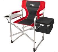 Silla Camping Director Plegable con Mesa y Bolsa Térmica, 61x52x92 Cm, Rojo y Gris