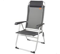 Silla Camping Plegable Multiposición con Cojín, 44x55x101 Cm, Gris Oscuro
