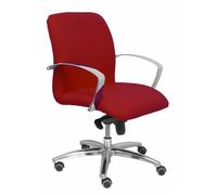 Silla Caudete confidente con mecanismo Basculante avanzado tapizada con Tela color Granate. Equipada con Base aluminio, Brazos fijos y Ruedas de parqué