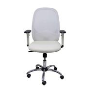 Silla Cilanco blanca malla blanca asto similpiel blanco brazo reg. base crom RP