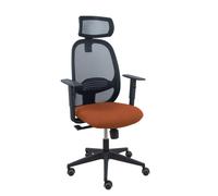 Silla Cilanco negra malla negra asiento bali marrón oscuro brazo regulable cabecero regulable