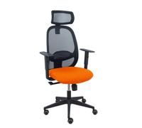 Silla Cilanco negra malla negra asiento bali naranja oscuro brazo regulable cabecero regulable
