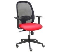 Silla Cilanco negra malla negra asiento bali rojo brazo regulable