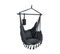 Silla colgante aranga con cuerdas y 2 cojines 150 x 120 x 170 cm gris oscuro [en.casa]