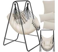 Silla Colgante Boho, Estructura De Acero, Borlas Decorativas, Cojines Gruesos, Bolsillo Lateral, Interior Y Exterior, Hamaca Sillón Colgante para Jardín, Terraza, Salón, Dormitorio