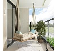 Silla colgante con cojín y marco de acero para relajarse en interiores y exteriores