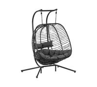 Silla colgante de exterior con armazón - para dos personas - asiento plegable - negro/gris | Uniprodo
