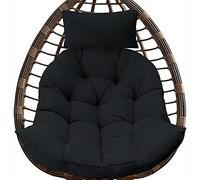 Silla colgante de huevo con soporte, hamaca de ratán para interiores y exteriores, para dormitorio, balcón, color negro, 120 x 105 cm